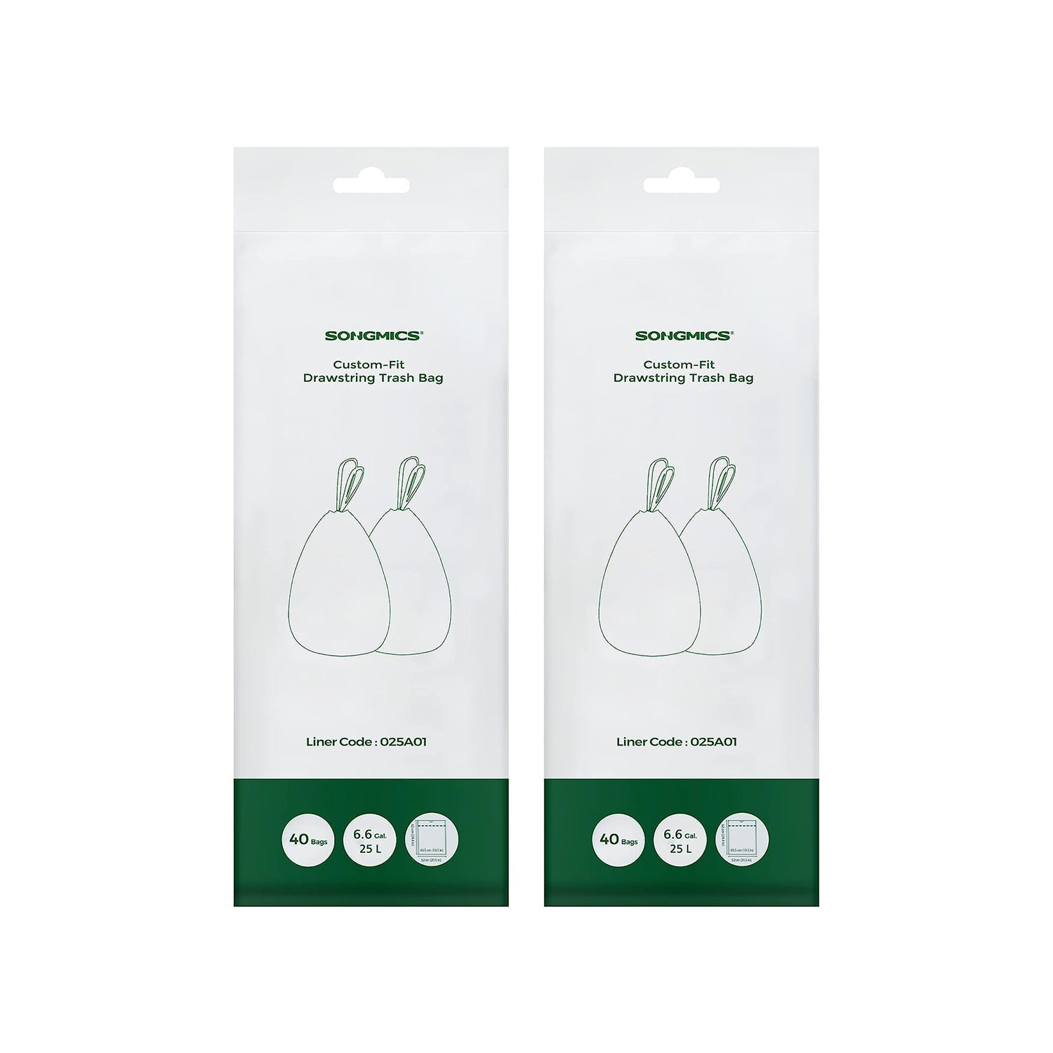 Bin Liners - Plastic - White - Drawstring for 25L Kitchen Bins