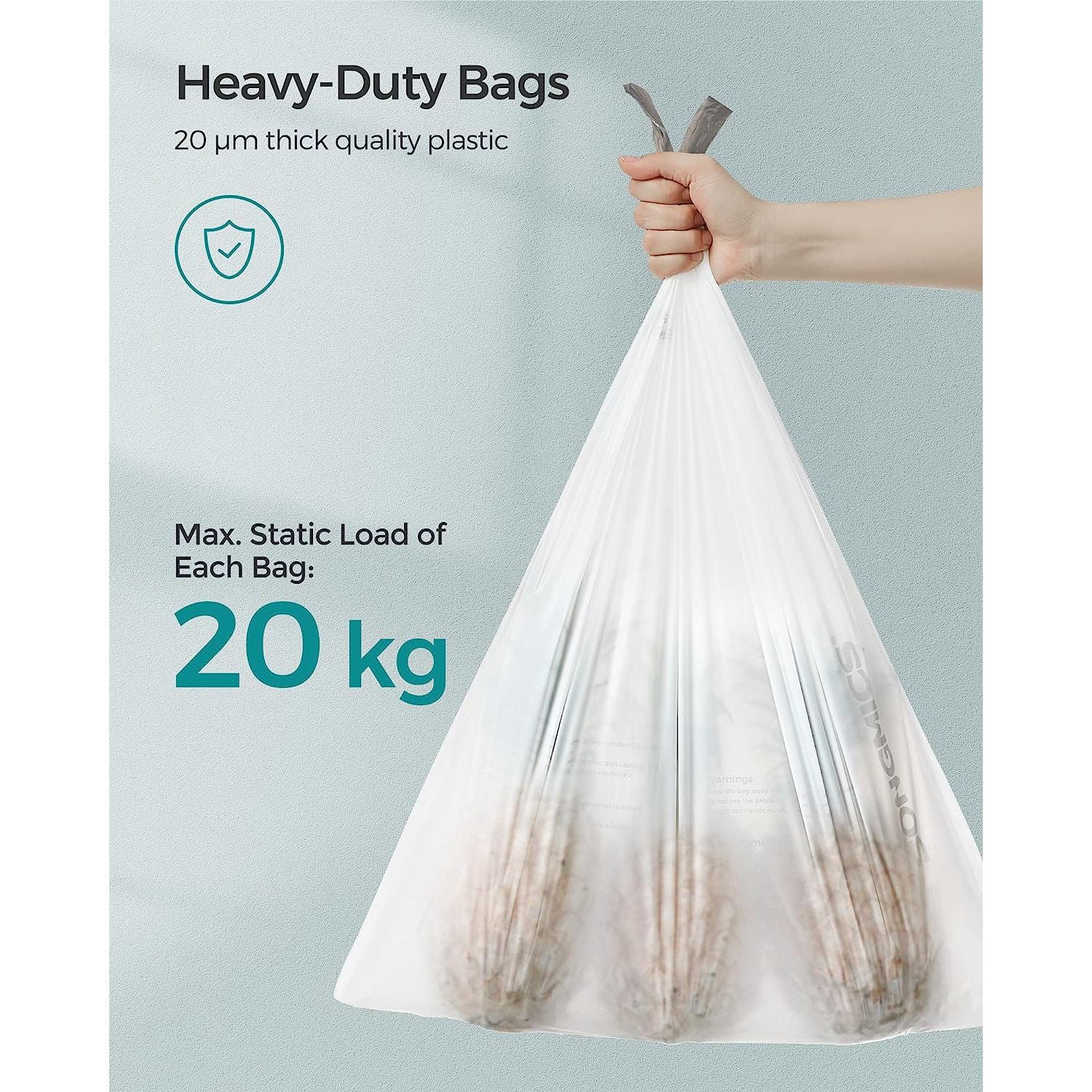 Bin Liners - Plastic - White - Drawstring for 25L Kitchen Bins