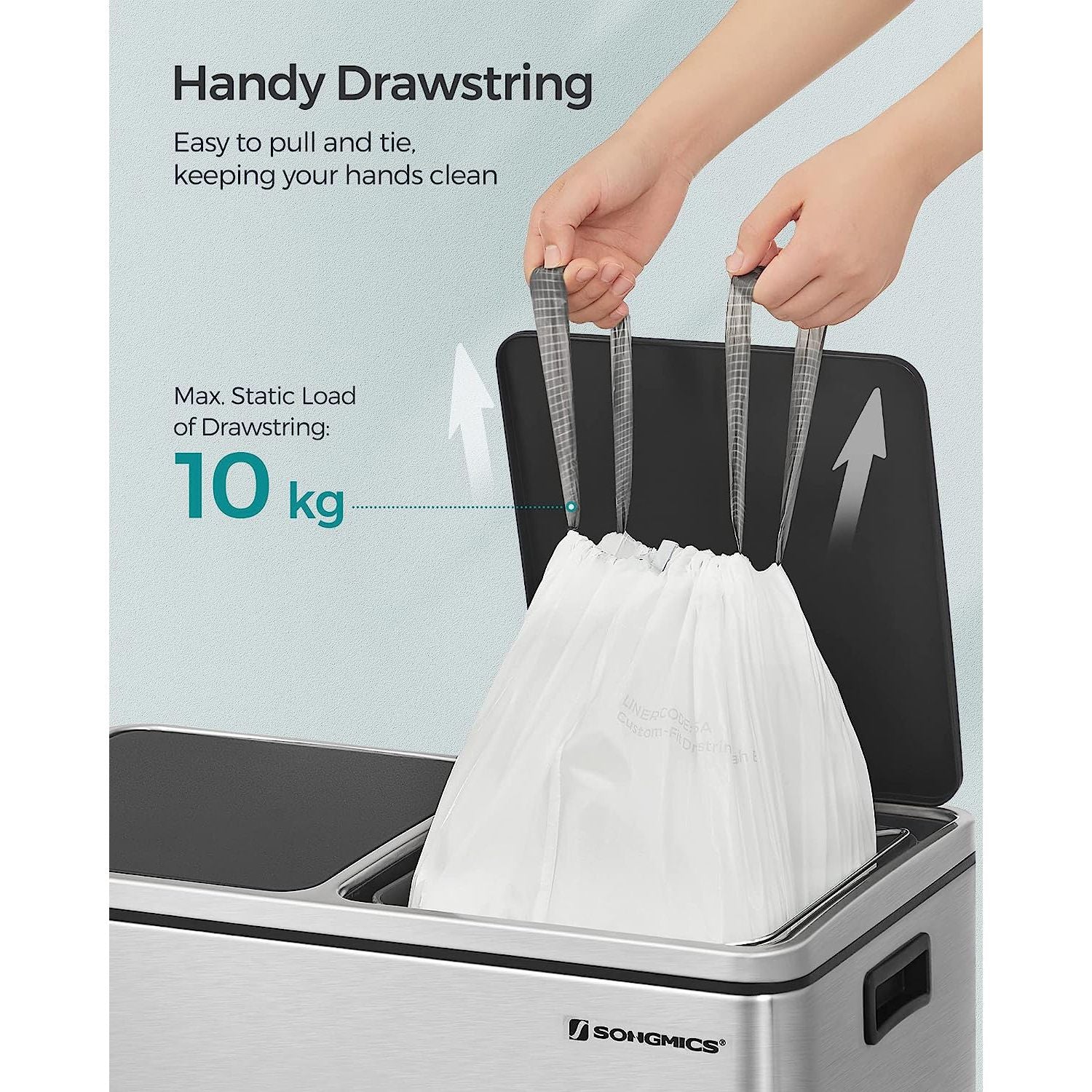 Bin Liners - Plastic - White - Drawstring for 25L Kitchen Bins