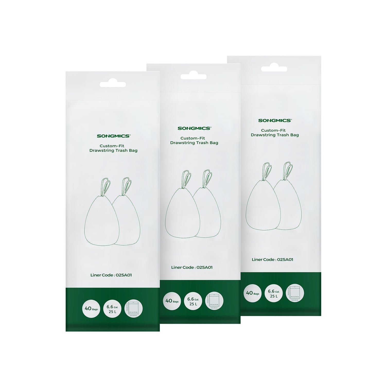 Drawstring Rubbish Bags - Plastic - White - 25L Capacity