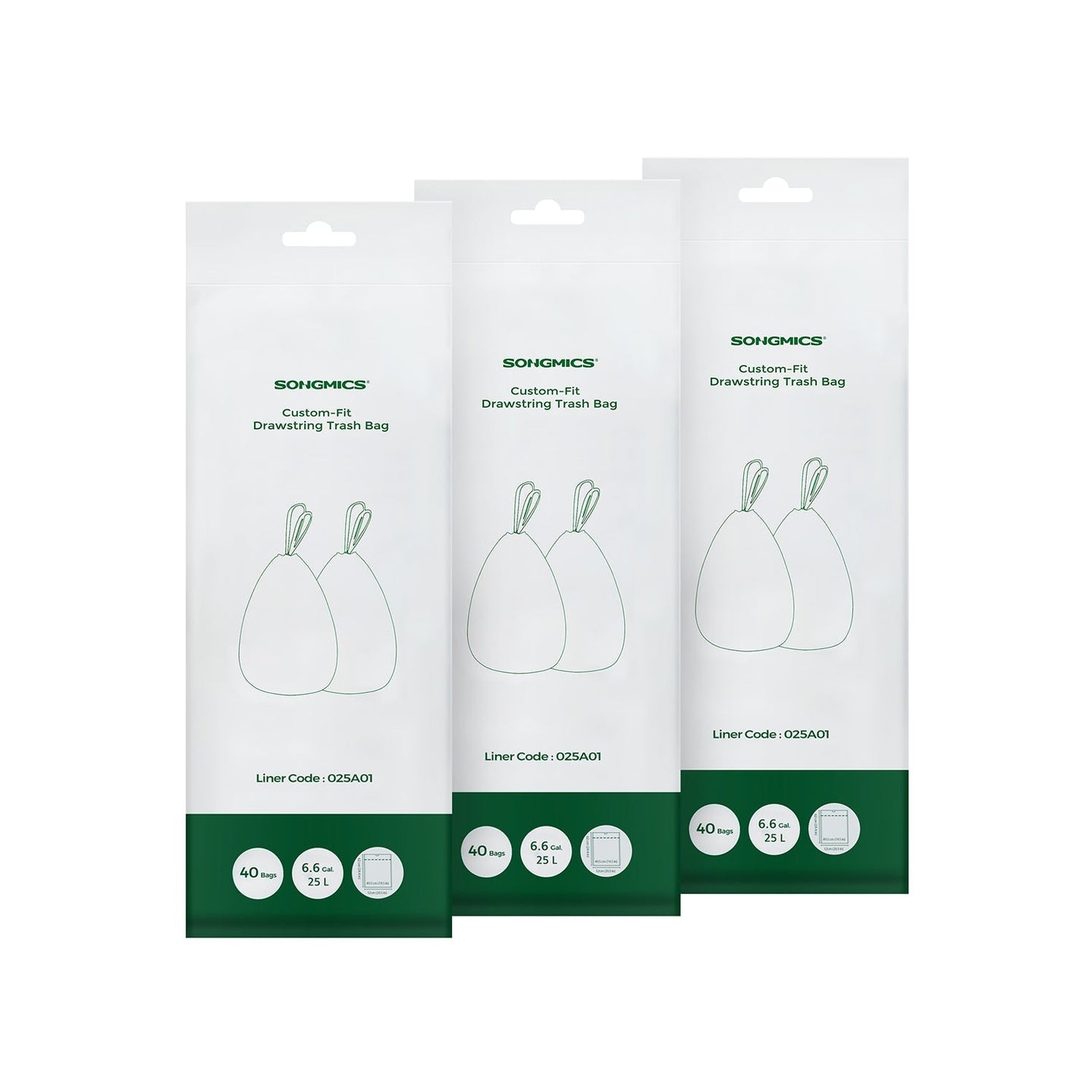 Drawstring Rubbish Bags - Plastic - White - 25L Capacity