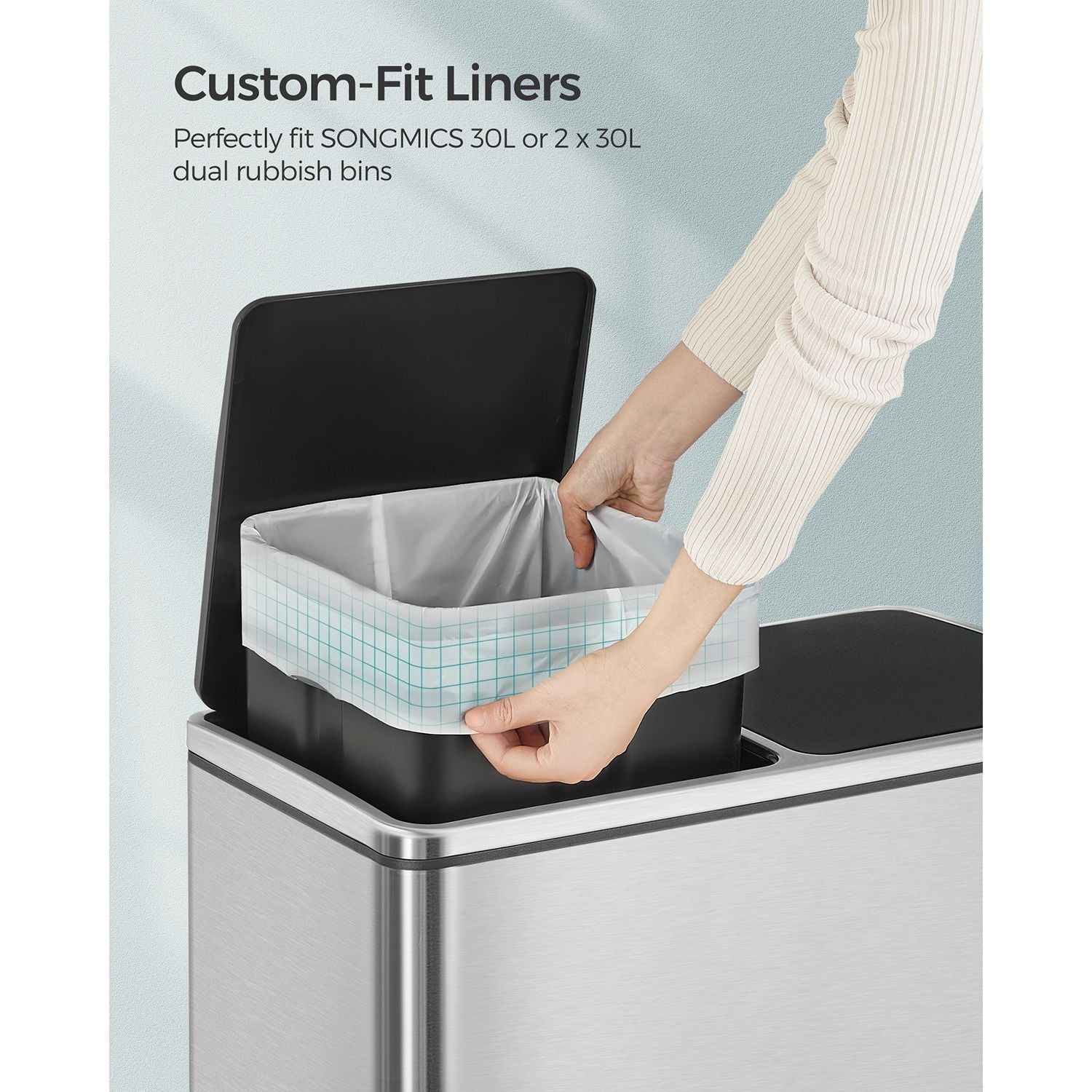 Heavy-Duty Drawstring Bin Bags - Plastic - White - Watertight
