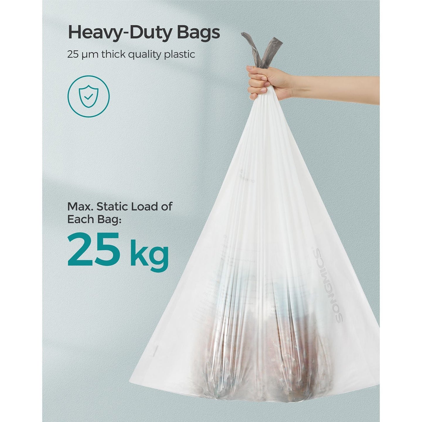 50L Drawstring Rubbish Bags - 40 Pieces per Roll - White