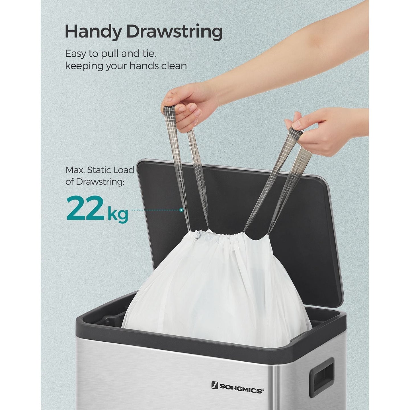 50L Drawstring Rubbish Bags - 80 Pieces - Plastic - White - Strong and Resilient Design