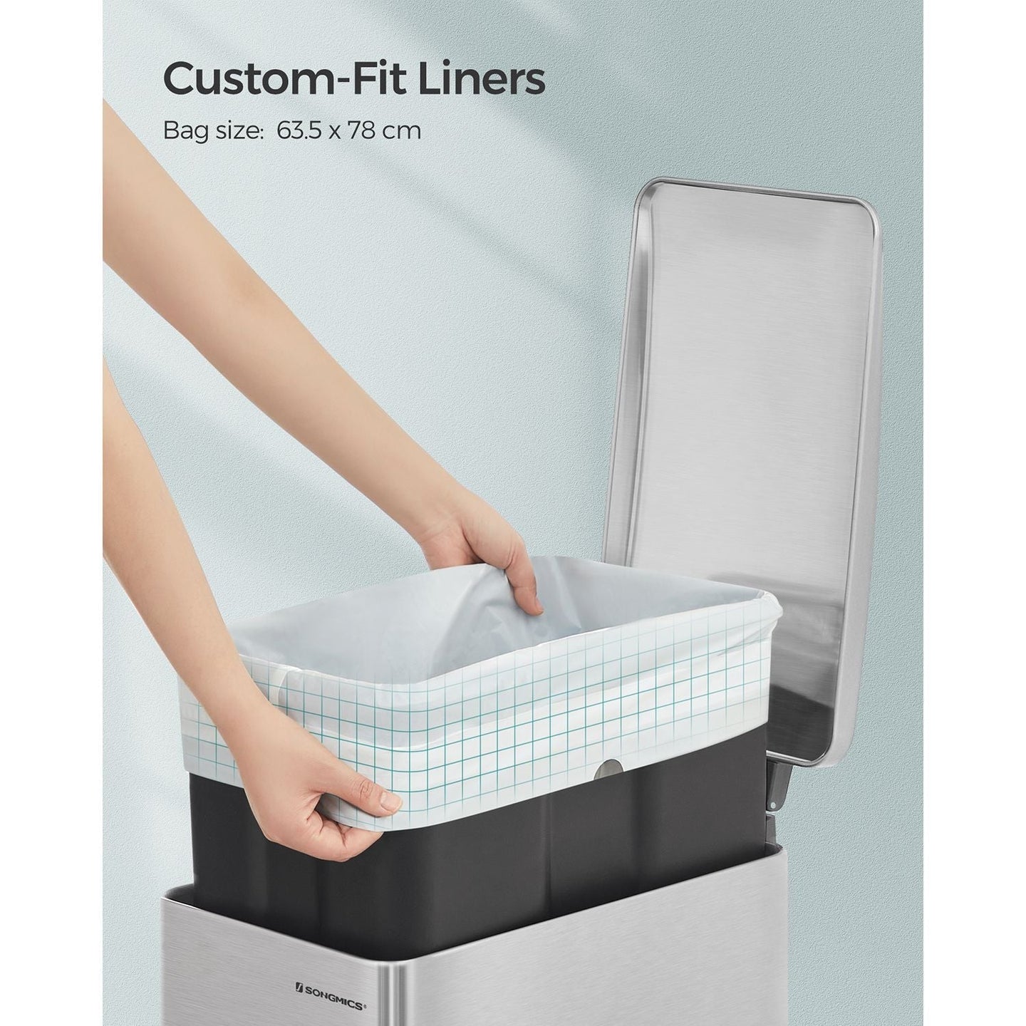 Kitchen Bin Liners - 45-55L, 40 Pieces - Plastic - White - Drawstring