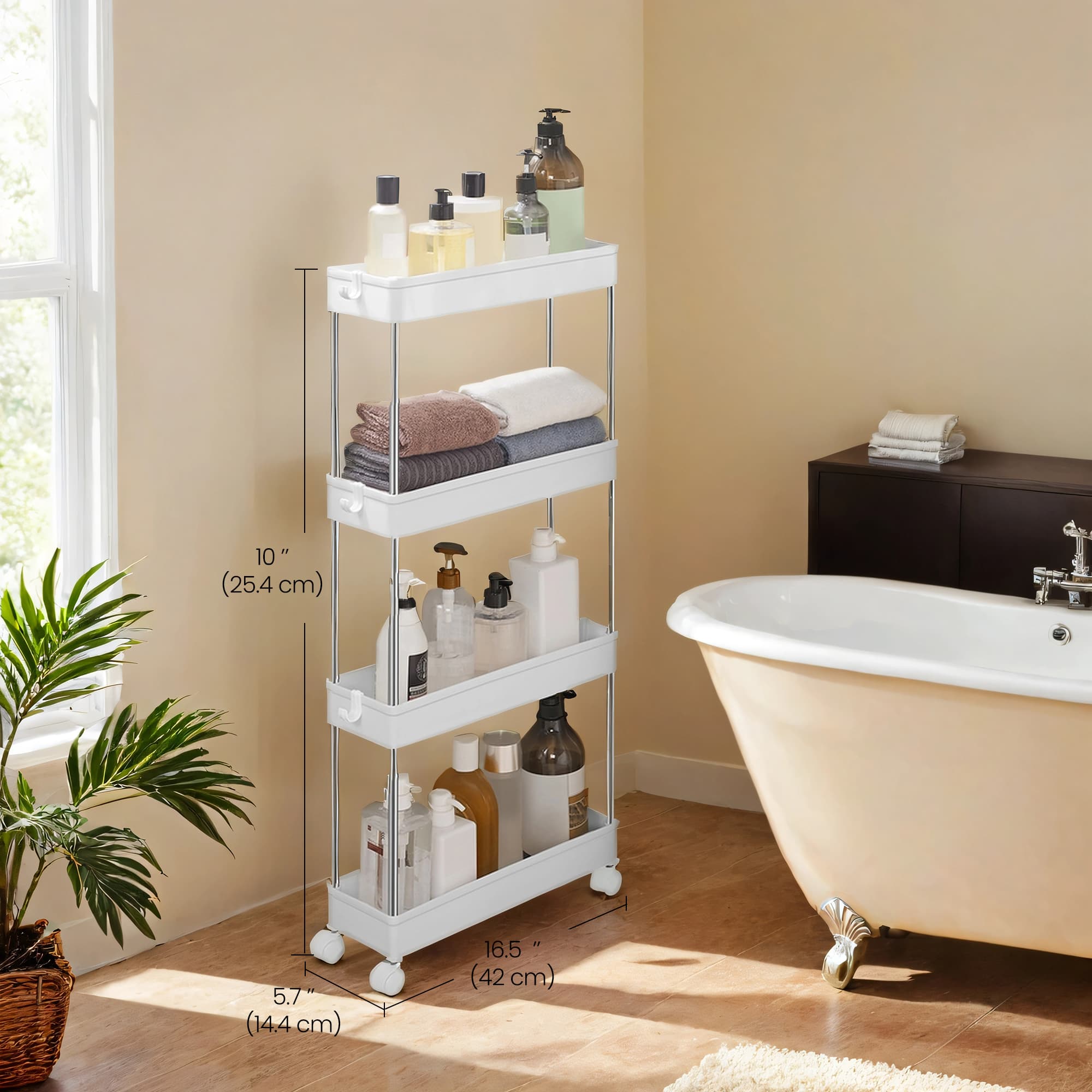 4-Tier Rolling Trolley - Metal - Black - Living Room