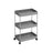3-Tier Storage Trolley - Plastic - Grey - Rolling Wheels with Hooks