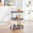 3-Tier Storage Trolley - Plastic - Grey - Rolling Wheels with Hooks