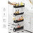 Narrow Storage Cart - Metal - Black - 4-Tier with Handles and Wheels