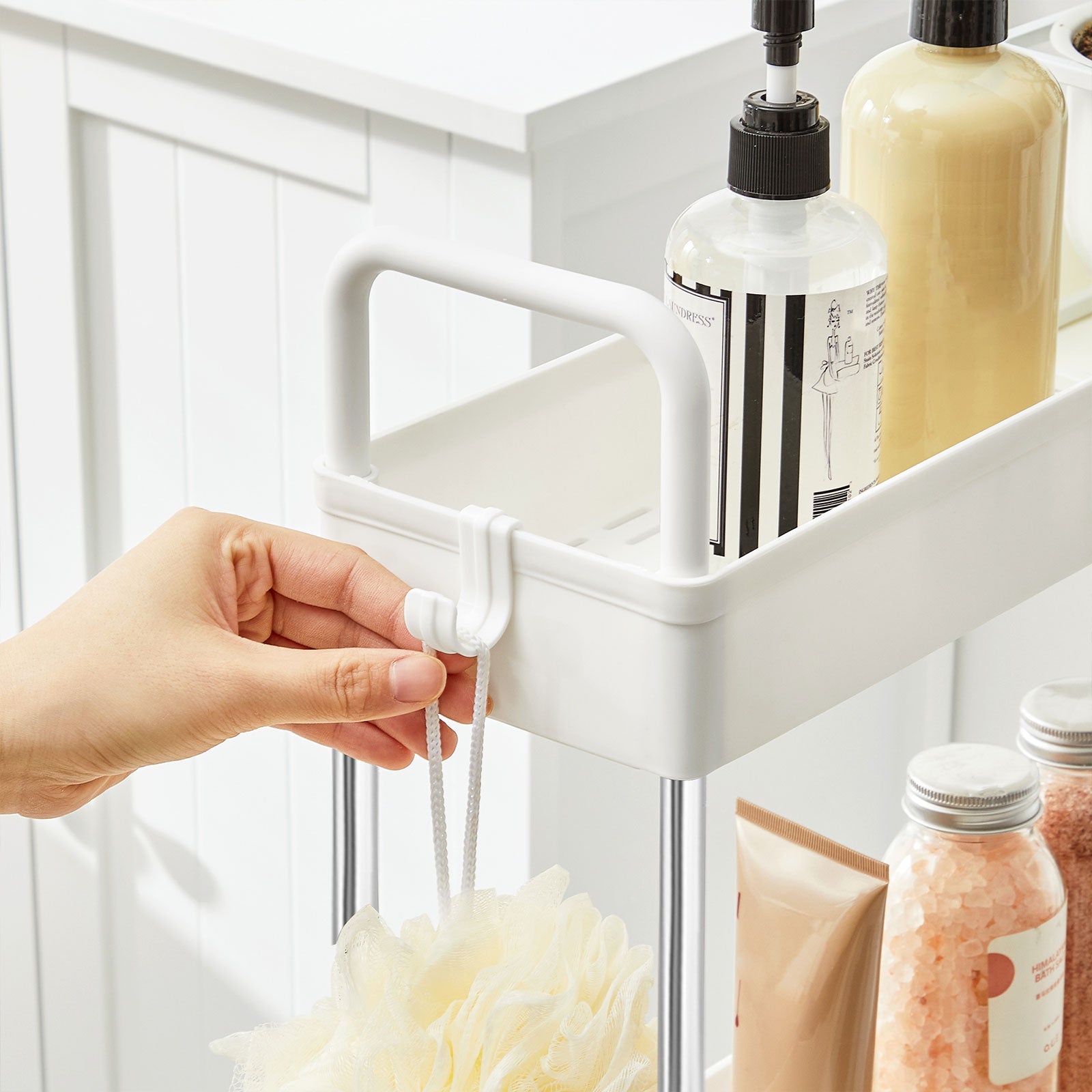 Narrow Storage Cart - Metal - White - 4-Tier with Wheels and Handles