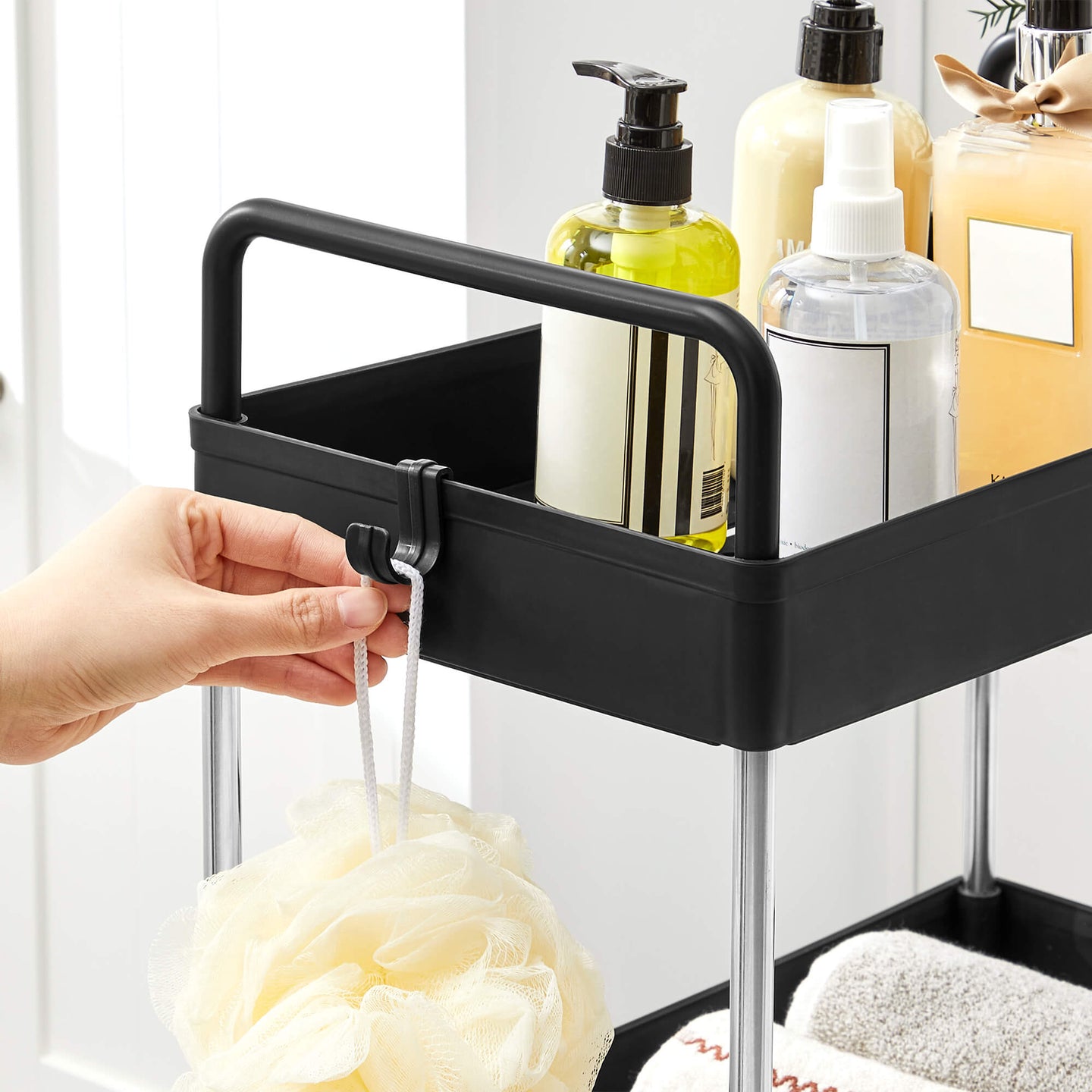 Storage Cart - Plastic - Black - 3-Tier with Wheels and Handles