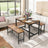 Set of 2 Dining Room Benches - Metal - Rustic Brown and Black - Sturdy Frame for Kitchen and Living Room