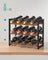 3-Tier Wine Storage Rack - Holds 12 Bottles - Bamboo - Rustic Brown and Black