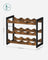 3-Tier Wine Storage Rack - Holds 12 Bottles - Bamboo - Rustic Brown and Black