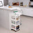 Rolling Kitchen Trolley - Plastic - White - 4 Tier with Casters for Utility and Organization