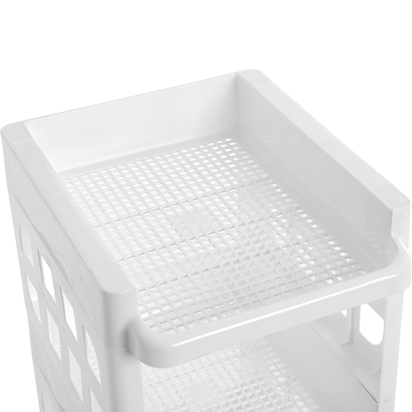 Rolling Kitchen Trolley - Plastic - White - 4 Tier with Casters for Utility and Organization