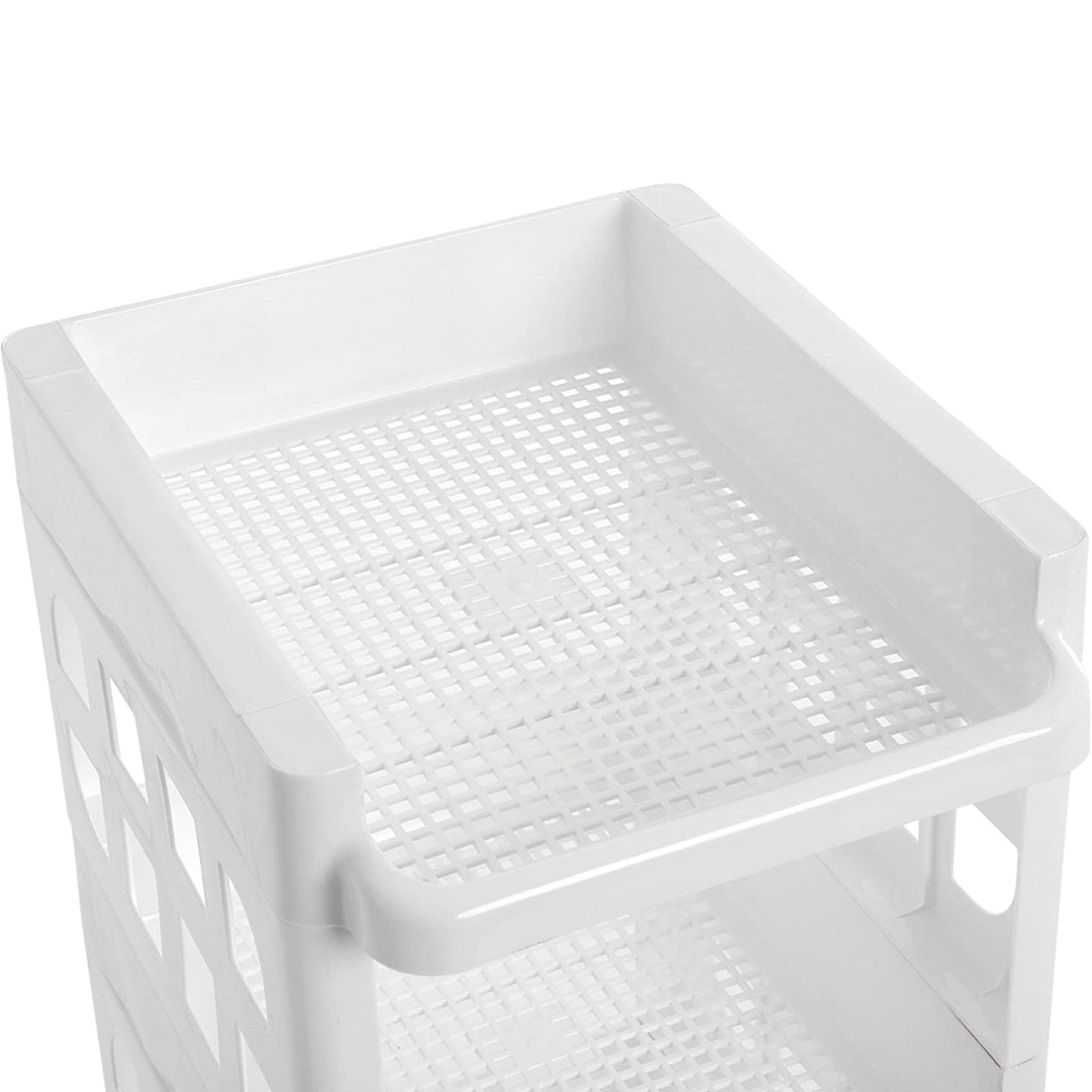 Rolling Kitchen Trolley - Plastic - White - 4 Tier with Casters for Utility and Organization