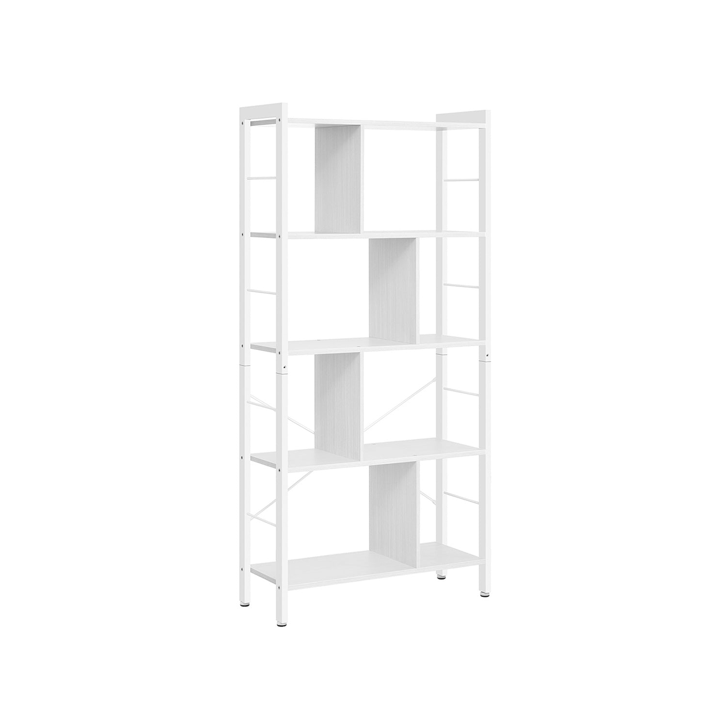 5-Tier Standing Bookshelf - Steel - Maple White - Stable Structure