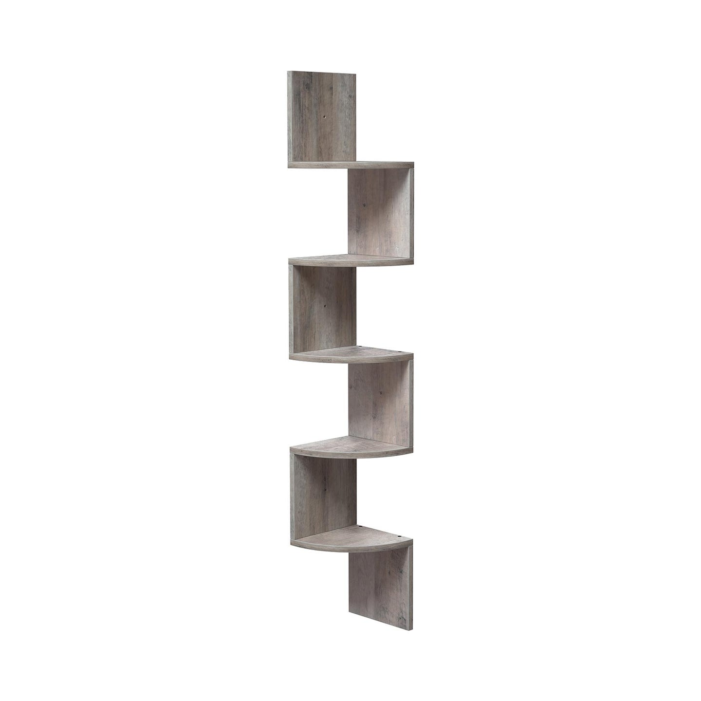 Floating Wall Shelf - 5-Tier Zigzag Design - Greige - Wooden