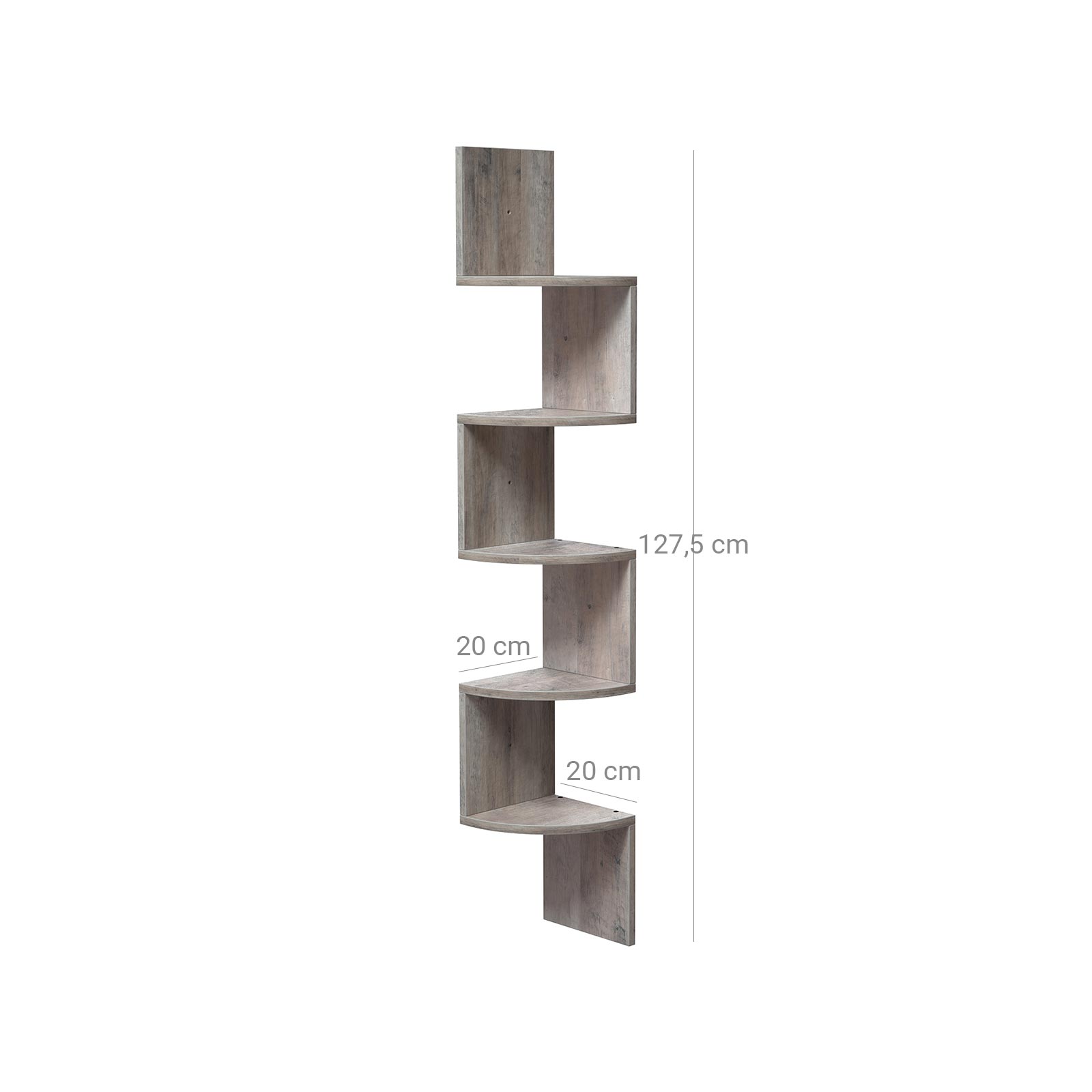 Floating Wall Shelf - 5-Tier Zigzag Design - Greige - Wooden