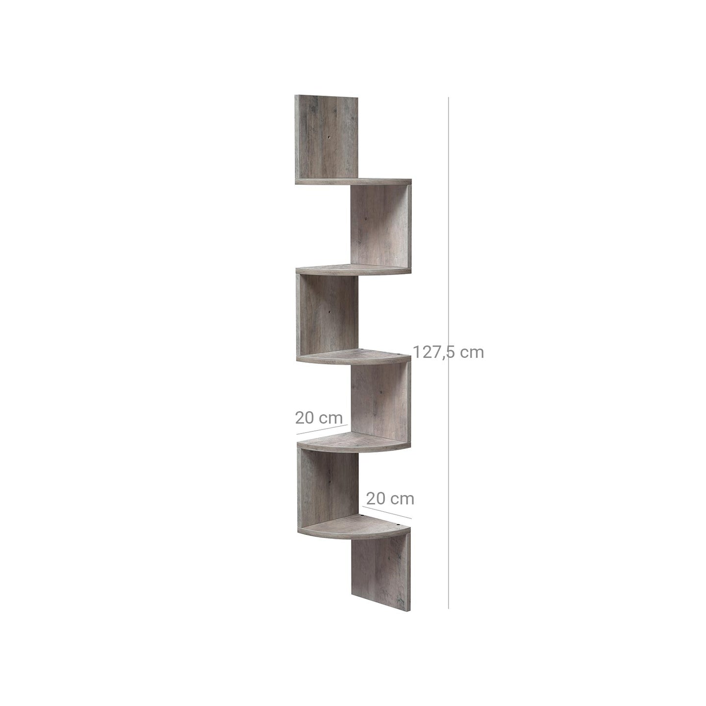 Floating Wall Shelf - 5-Tier Zigzag Design - Greige - Wooden