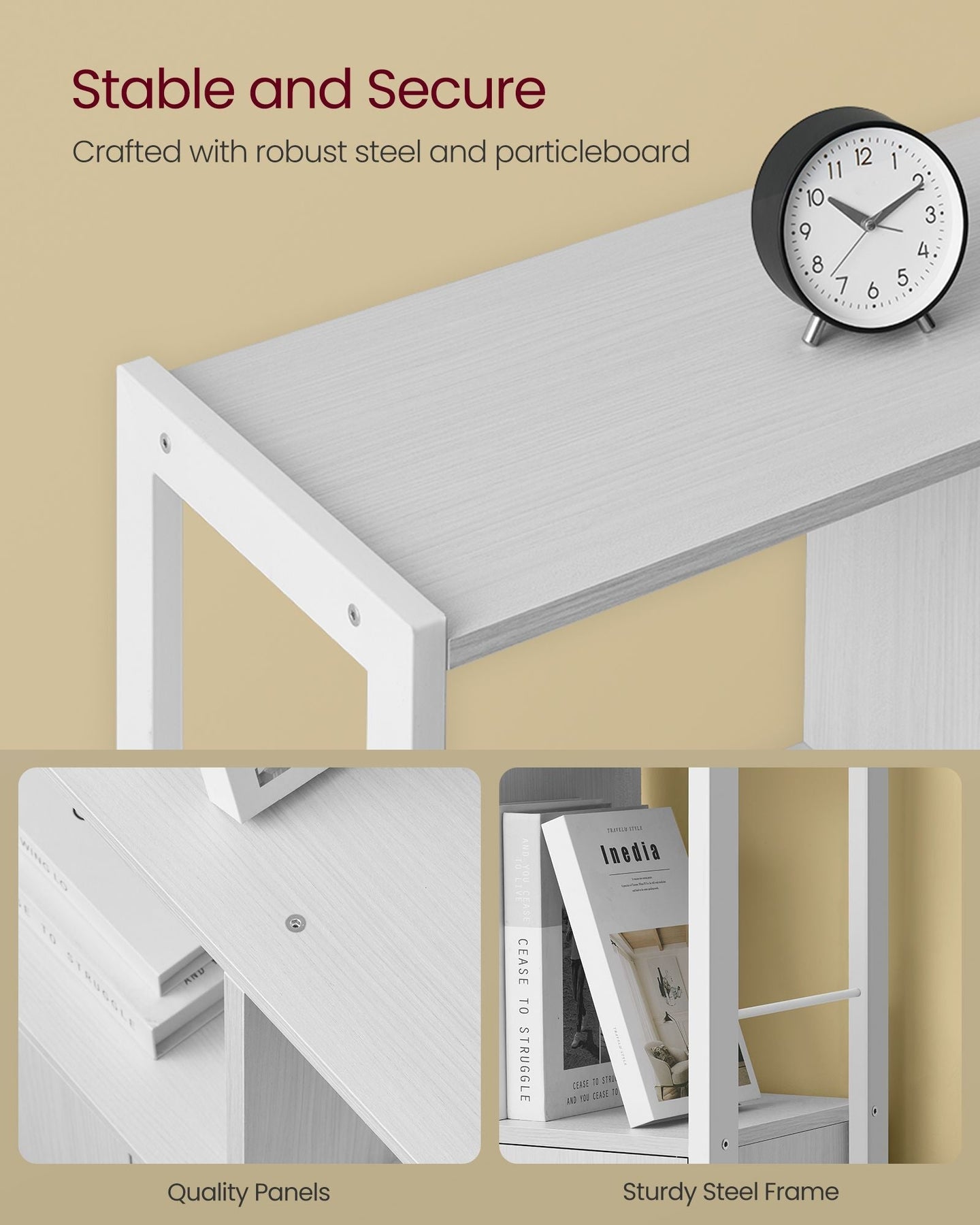 Bookshelf with Doors - Steel - Maple White