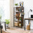 Bookcase - Steel - Rustic Brown and Black - 4 Tiers with S-Shaped Hooks for Storage