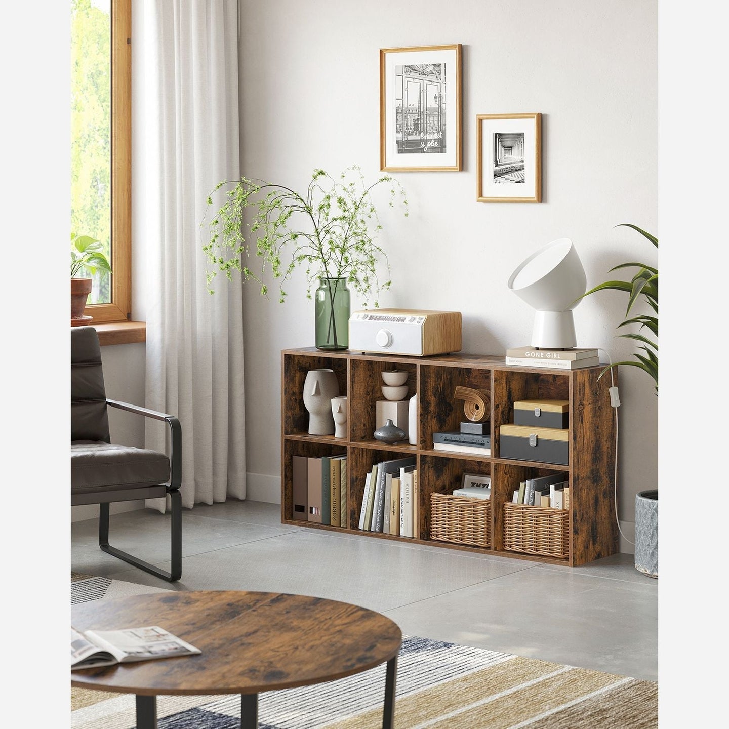 8-Cube Bookcase - Wood - Oak - Freestanding Storage Unit