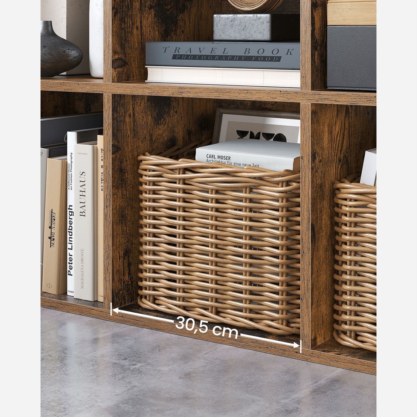 8-Cube Bookcase - Wood - Oak - Freestanding Storage Unit