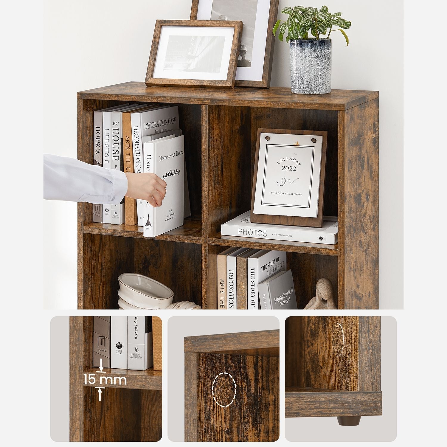 8-Cube Bookcase - Wood - Oak - Freestanding Storage Unit