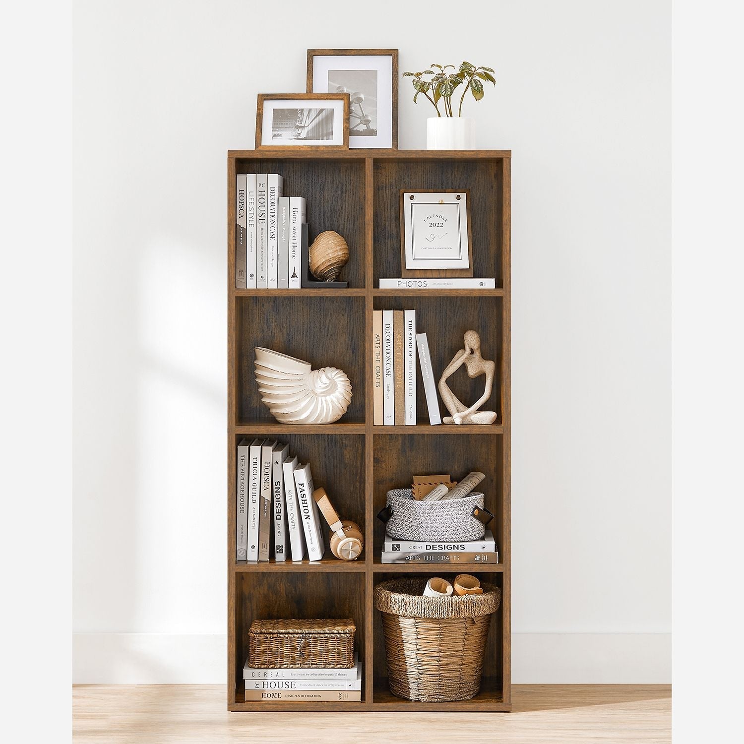 8-Cube Bookcase - Wood - Oak - Freestanding Storage Unit