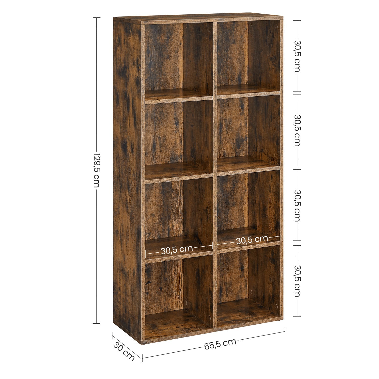 8-Cube Bookcase - Wood - Oak - Freestanding Storage Unit