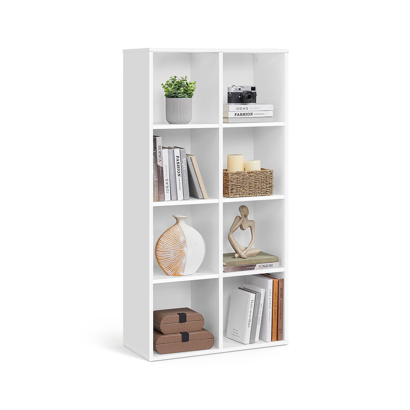8-Cube Storage Bookshelf - Wood - Oak - Freestanding Display Cabinet for Home and Office