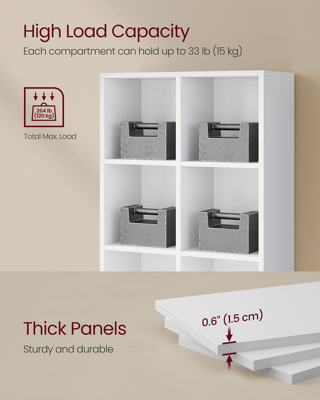 8-Cube Storage Bookshelf - Wood - Oak - Freestanding Display Cabinet for Home and Office