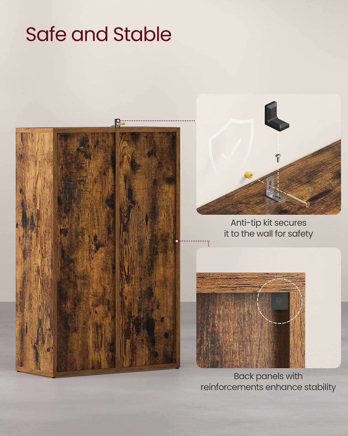 Wooden Bookcase - Oak - 5-Slot Design with Floor Standing Storage