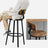 Set of 2 Industrial Bar Stools - Steel - Rustic Brown and Black - Backrests