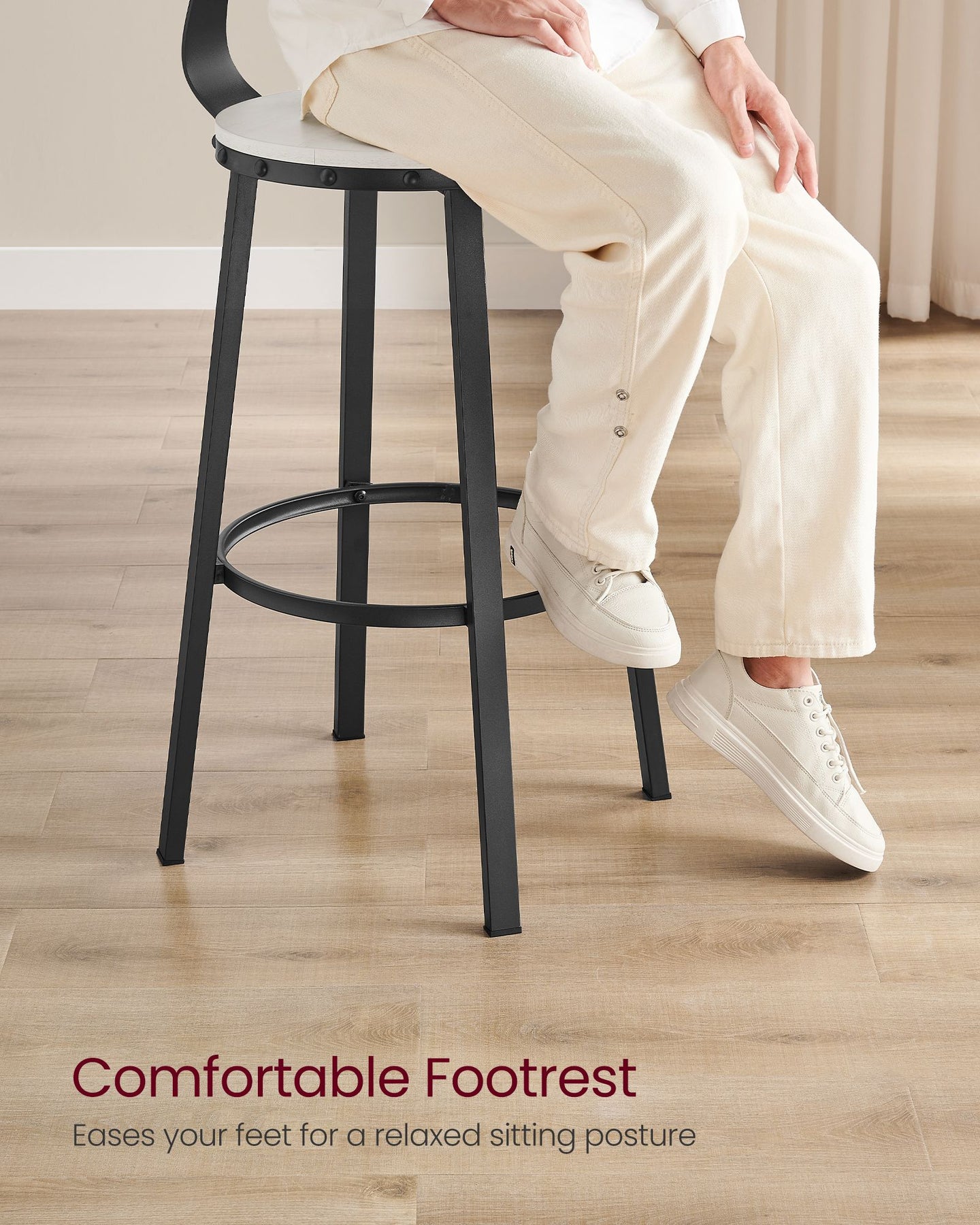 Tall Bar Stools - Heavy-Duty Steel - Rustic Brown and Black - Backrest Design