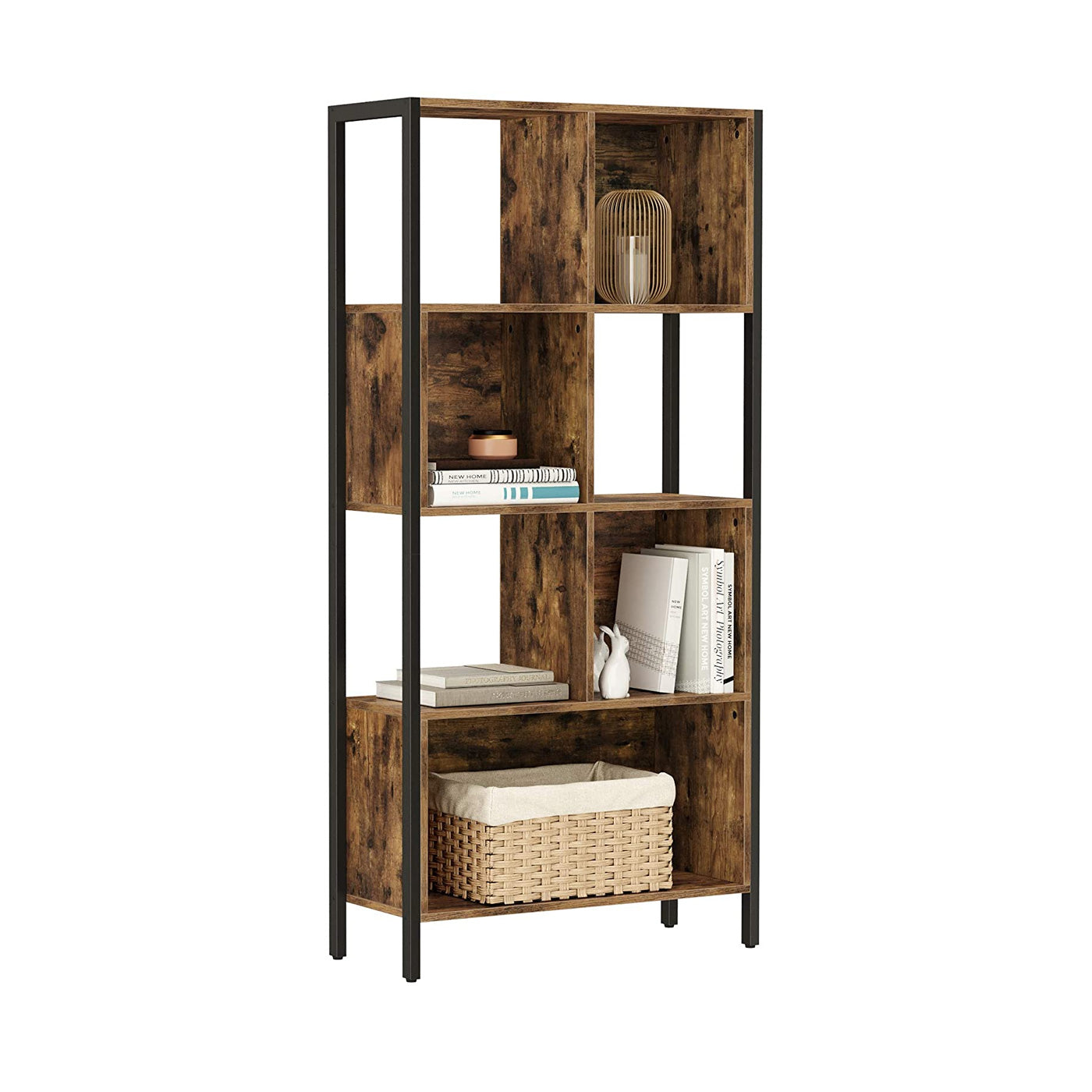 Bookshelf - Steel Frame - Rustic Brown and Black