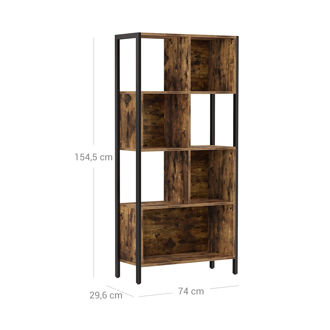 Bookshelf - Steel Frame - Rustic Brown and Black