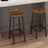 Set of 2 Bar Stools - Metal Frame - Rustic Brown and Black - 65 cm High with Footrests