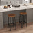 Set of 2 Bar Stools - Metal Frame - Rustic Brown and Black - 65 cm High with Footrests