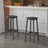 Bar Stools - Set of 2 with Footrest - Wood - Oak Beige and White