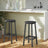 Bar Stools - Set of 2 with Footrest - Wood - Oak Beige and White