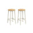Set of 2 Bar Stools - Metal - Oak Beige - Footrests Included