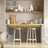 Set of 2 Bar Stools - Metal Frame - Oak Beige and White - 65 cm High with Footrests