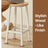 Set of 2 Bar Stools - Metal Frame - Oak Beige and White - 65 cm High with Footrests