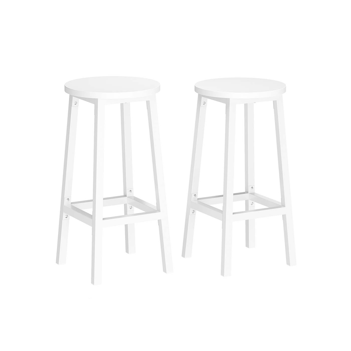 Set of 2 Kitchen Stools - Metal Frame - Cloud White - Easy to Assemble