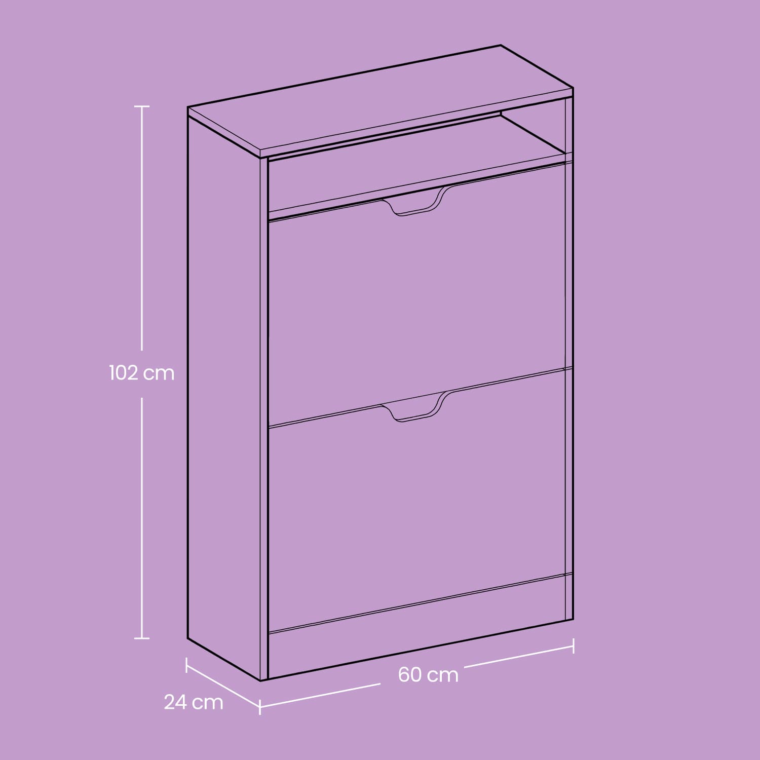 Shoe Storage Cabinet - Melamine Veneer - Rustic Brown - Adjustable Divider for 8-12 Pairs of Shoes