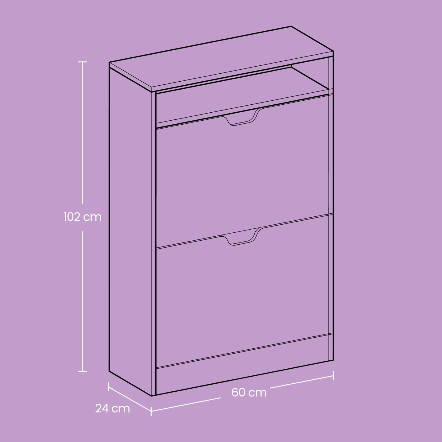 Shoe Storage Cabinet - Melamine Veneer - Rustic Brown - Adjustable Divider for 8-12 Pairs of Shoes