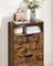 Shoe Cabinet - Melamine Veneer - Rustic Brown - Two Flaps with Open Shelf